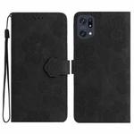 For OPPO Find X5 Flower Embossing Pattern Leather Phone Case(Black)