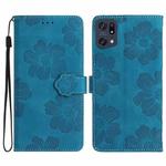 For OPPO Find X5 Pro Flower Embossing Pattern Leather Phone Case(Blue)