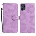 For OPPO Find X5 Pro Flower Embossing Pattern Leather Phone Case(Purple)