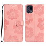 For OPPO Find X5 Pro Flower Embossing Pattern Leather Phone Case(Pink)