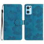 For OPPO Find X5 Lite / Reno7 5G Flower Embossing Pattern Leather Phone Case(Blue)