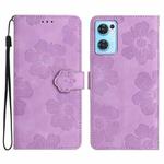 For OPPO Find X5 Lite / Reno7 5G Flower Embossing Pattern Leather Phone Case(Purple)