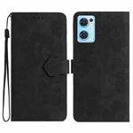 For OPPO Find X5 Lite / Reno7 5G Flower Embossing Pattern Leather Phone Case(Black)