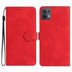 For OPPO Reno8 5G Flower Embossing Pattern Leather Phone Case(Red)