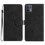 For OPPO Reno8 5G Flower Embossing Pattern Leather Phone Case(Black)