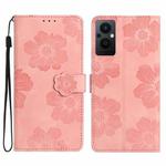 For OPPO Reno8 Lite 5G / Reno7 Z Flower Embossing Pattern Leather Phone Case(Pink)