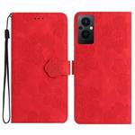 For OPPO Reno8 Lite 5G / Reno7 Z Flower Embossing Pattern Leather Phone Case(Red)