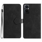For OPPO Reno8 Lite 5G / Reno7 Z Flower Embossing Pattern Leather Phone Case(Black)