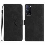 For OPPO A52 / A72 / A92 Flower Embossing Pattern Leather Phone Case(Black)