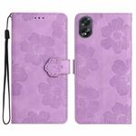 For OPPO A18 Flower Embossing Pattern Leather Phone Case(Purple)