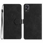 For OPPO A18 Flower Embossing Pattern Leather Phone Case(Black)