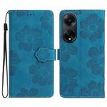 For OPPO A98 5G Flower Embossing Pattern Leather Phone Case(Blue)
