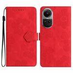 For OPPO Reno10 5G / Reno10 Pro 5G Global Flower Embossing Pattern Leather Phone Case(Red)