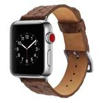 For Apple Watch Series 5 & 4 44mm Top-grain Leather Embossed Watchband(Dark Brown)