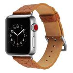 For Apple Watch Series 5 & 4 44mm Top-grain Leather Embossed Watchband(Brown)