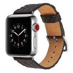 For Apple Watch Series 5 & 4 42mm Top-grain Leather Embossed Watchband(Black)