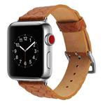 For Apple Watch Series 5 & 4 42mm Top-grain Leather Embossed Watchband(Brown)