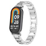 For Xiaomi Mi Band 8 Three-beads Full Diamond Metal Watch Band(Silver)