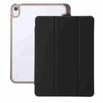 For iPad 10th Gen 10.9 2022 Clear Acrylic 3-Fold Leather Tablet Case(Black)