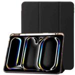 For iPad Pro 13 2024 Clear Acrylic 3-Fold Leather Tablet Case(Black)