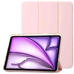 For iPad Air 13 2024 Clear Acrylic 3-Fold Leather Tablet Case(Pink)