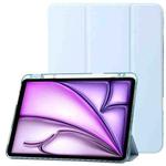 For iPad Air 13 2024 Clear Acrylic 3-Fold Leather Tablet Case(Ice Blue)