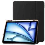 For iPad Pro 11 2024 Clear Acrylic 3-Fold Leather Tablet Case(Black)