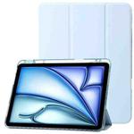 For iPad Pro 11 2024 Clear Acrylic 3-Fold Leather Tablet Case(Ice Blue)