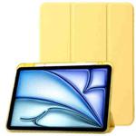 For iPad Pro 11 2024 Clear Acrylic 3-Fold Leather Tablet Case(Yellow)