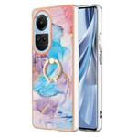 For OPPO Reno10 5G Global Electroplating IMD TPU Phone Case with Ring(Blue Marble)