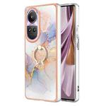 For OPPO Reno10 Pro 5G Global Electroplating IMD TPU Phone Case with Ring(White Marble)