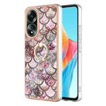 For OPPO A58 4G Electroplating IMD TPU Phone Case with Ring(Pink Scales)