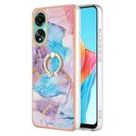 For OPPO A78 4G Electroplating IMD TPU Phone Case with Ring(Blue Marble)