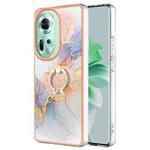 For OPPO Reno11 5G Global Electroplating IMD TPU Phone Case with Ring(White Marble)