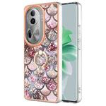 For OPPO Reno11 Pro 5G Global Electroplating IMD TPU Phone Case with Ring(Pink Scales)