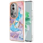 For OPPO Reno11 Pro 5G Global Electroplating IMD TPU Phone Case with Ring(Blue Marble)