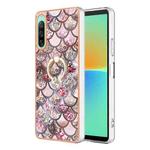 For Sony Xperia 10 IV Electroplating IMD TPU Phone Case with Ring(Pink Scales)