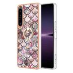 For Sony Xperia 1 IV Electroplating IMD TPU Phone Case with Ring(Pink Scales)