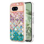 For Google Pixel 8a Electroplating IMD TPU Phone Case with Ring(Colorful Scales)