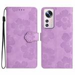For Xiaomi 12 Lite Flower Embossing Pattern Leather Phone Case(Purple)