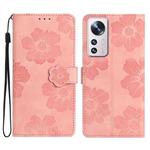 For Xiaomi 12 Lite Flower Embossing Pattern Leather Phone Case(Pink)