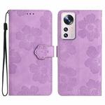 For Xiaomi 12 Pro Flower Embossing Pattern Leather Phone Case(Purple)