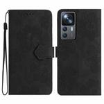 For Xiaomi 12T  / 12T Pro Flower Embossing Pattern Leather Phone Case(Black)