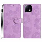 For Xiaomi 13 Flower Embossing Pattern Leather Phone Case(Purple)