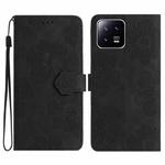 For Xiaomi 13 Flower Embossing Pattern Leather Phone Case(Black)