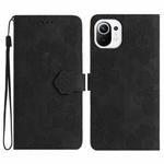 For Xiaomi Mi 11 Lite Flower Embossing Pattern Leather Phone Case(Black)