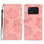 For Xiaomi Mi 11 Ultra Flower Embossing Pattern Leather Phone Case(Pink)