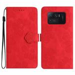 For Xiaomi Mi 11 Ultra Flower Embossing Pattern Leather Phone Case(Red)