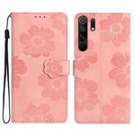 For Xiaomi Redmi 9 Flower Embossing Pattern Leather Phone Case(Pink)