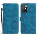 For Xiaomi Redmi 10 Flower Embossing Pattern Leather Phone Case(Blue)